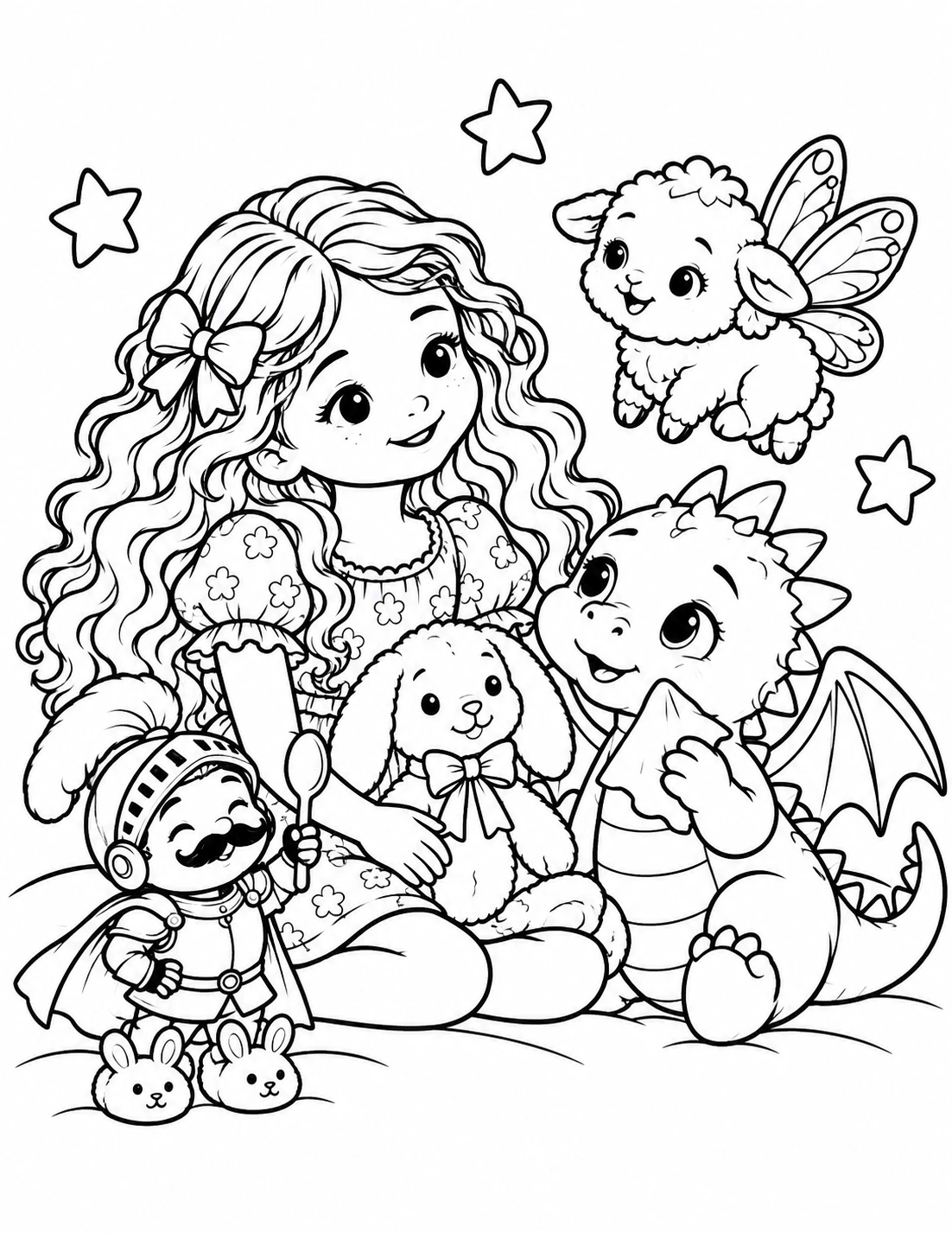 Black-and-white All Together coloring page