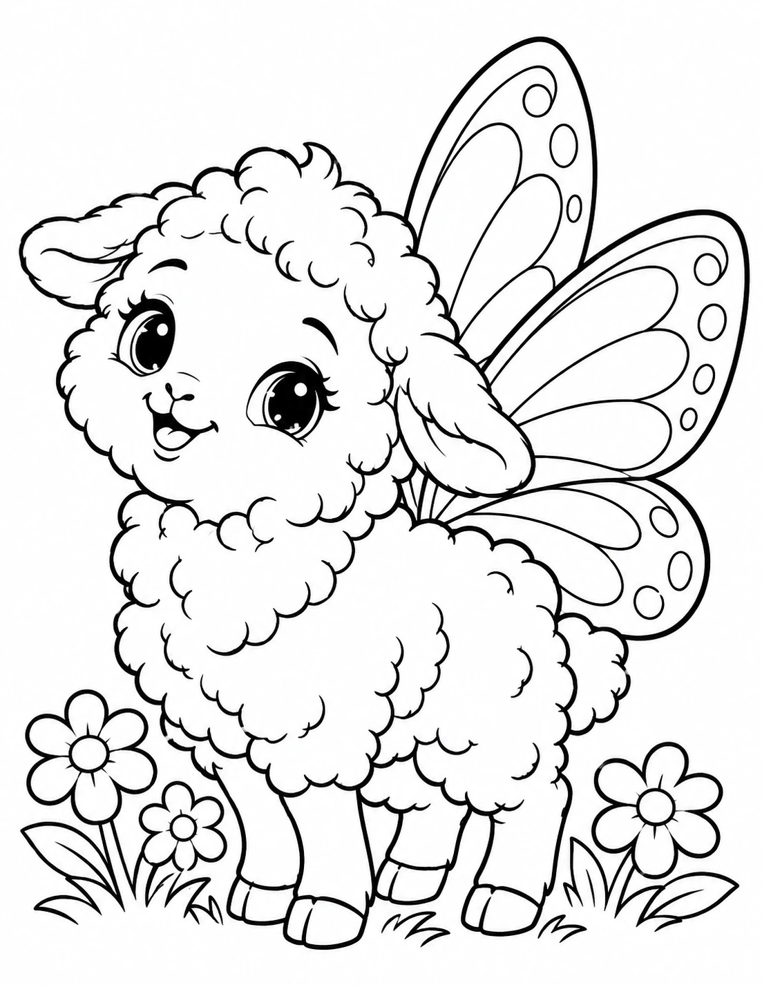 Black-and-white Butterfly Sheep coloring page