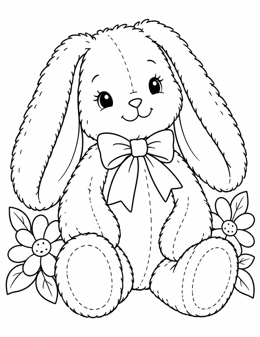 Black-and-white Cuddly Bunny coloring page