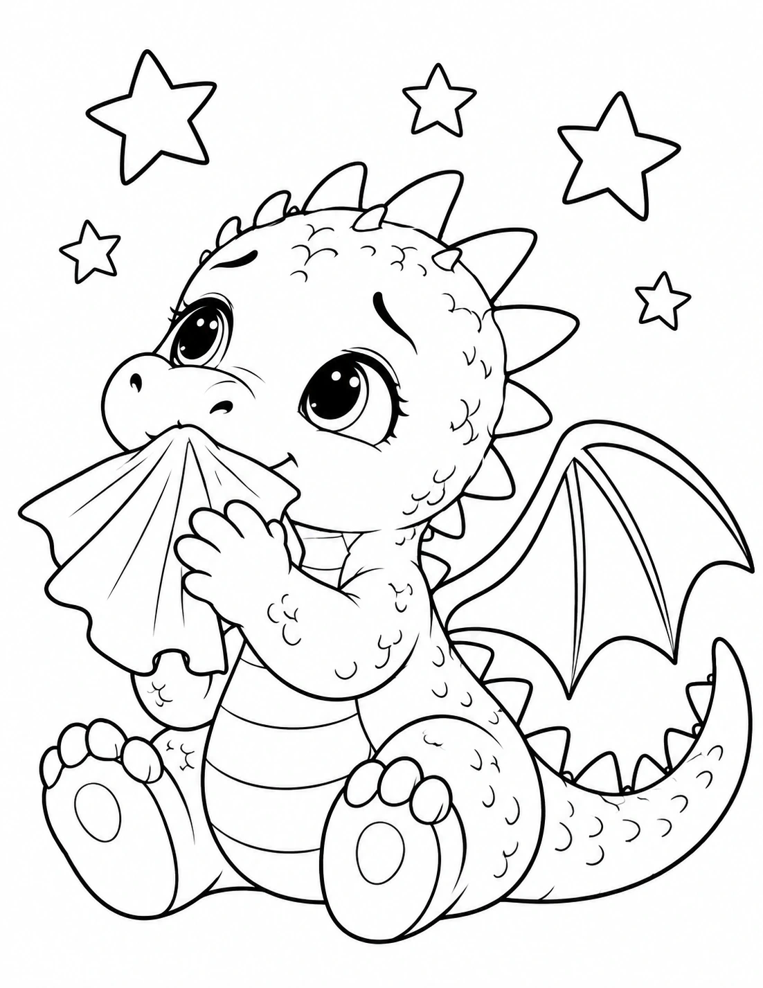Black-and-white Pip the Dragon coloring page
