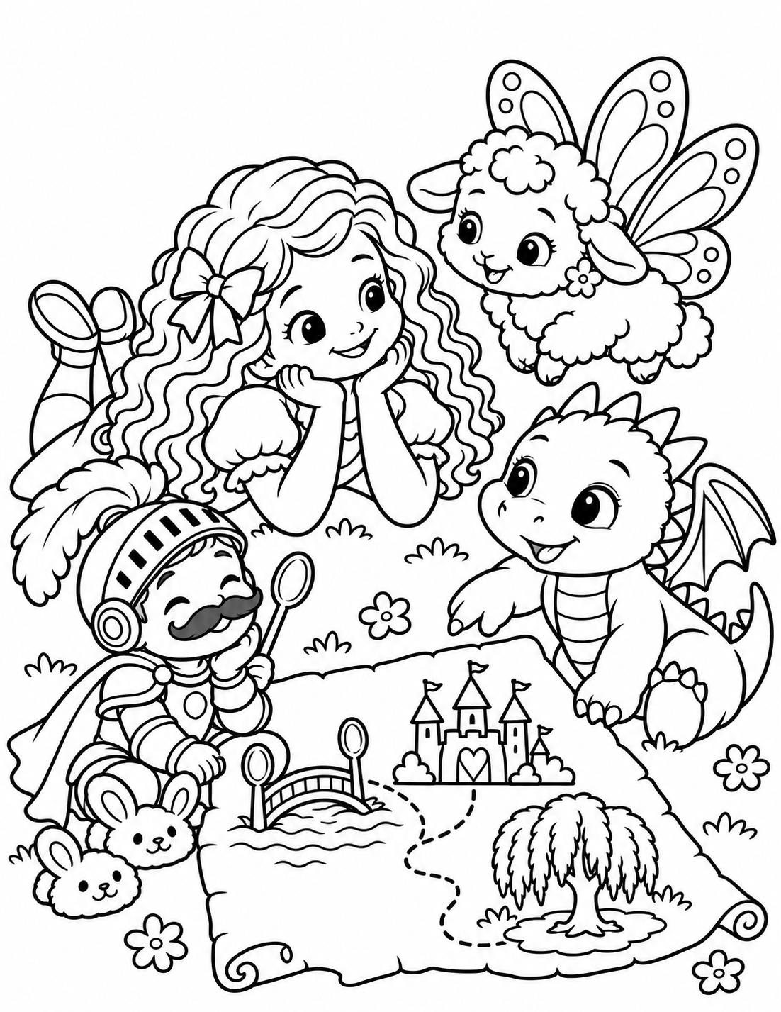 Black-and-white The Quest Map coloring page