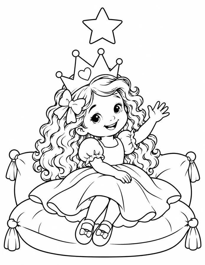 Black-and-white coloring page: Princess Ellie